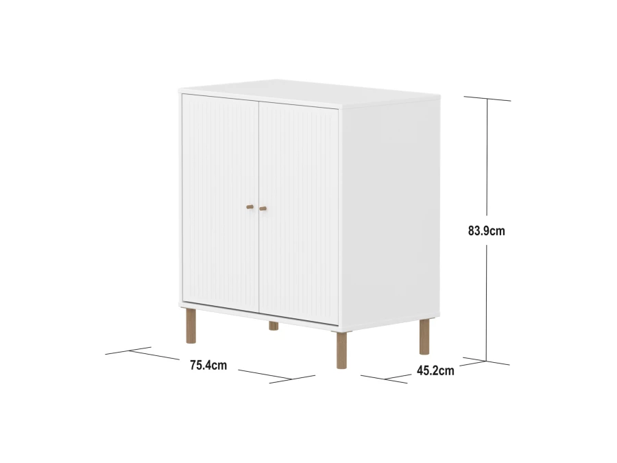 Flexa Saga kastje met eiken knoppen en poten - Wit grooves - Afbeelding 4