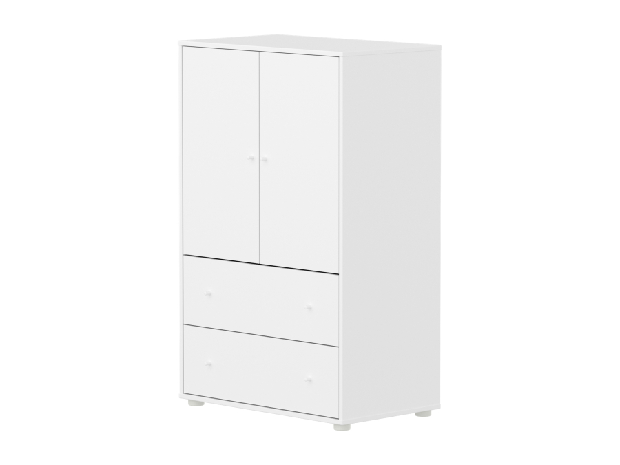 Flexa Saga kledingkast met lades en witte knoppen - Wit