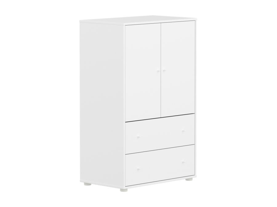 Flexa Saga kledingkast met lades en witte knoppen - Wit - Afbeelding 3