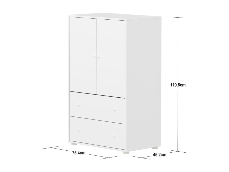 Flexa Saga kledingkast met lades en witte knoppen - Wit - Afbeelding 4