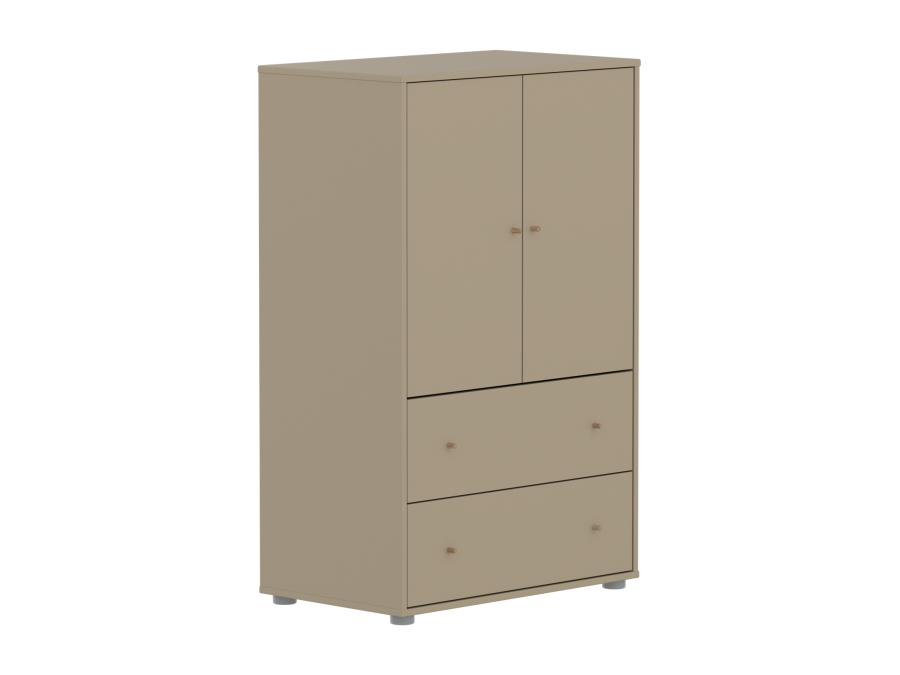Flexa Saga kledingkast met lades en eiken knoppen - Oat - Afbeelding 3