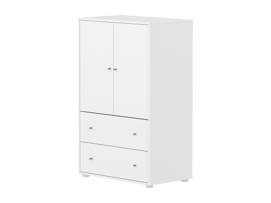Flexa Saga kledingkast met lades en eiken knoppen - Wit