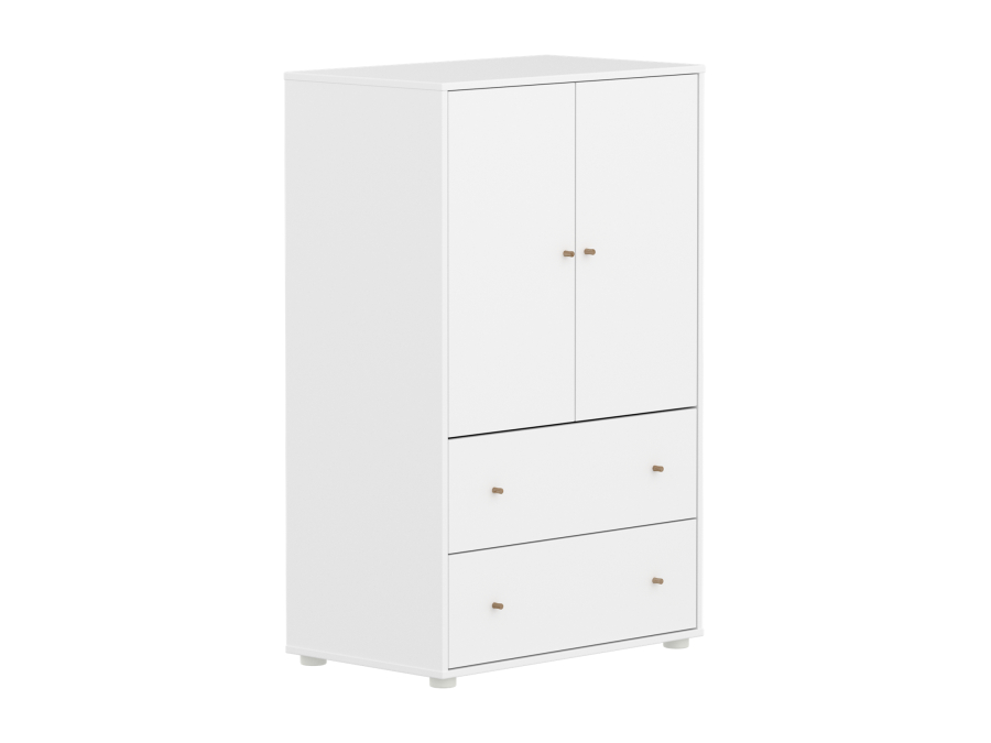 Flexa Saga kledingkast met lades en eiken knoppen - Wit - Afbeelding 3