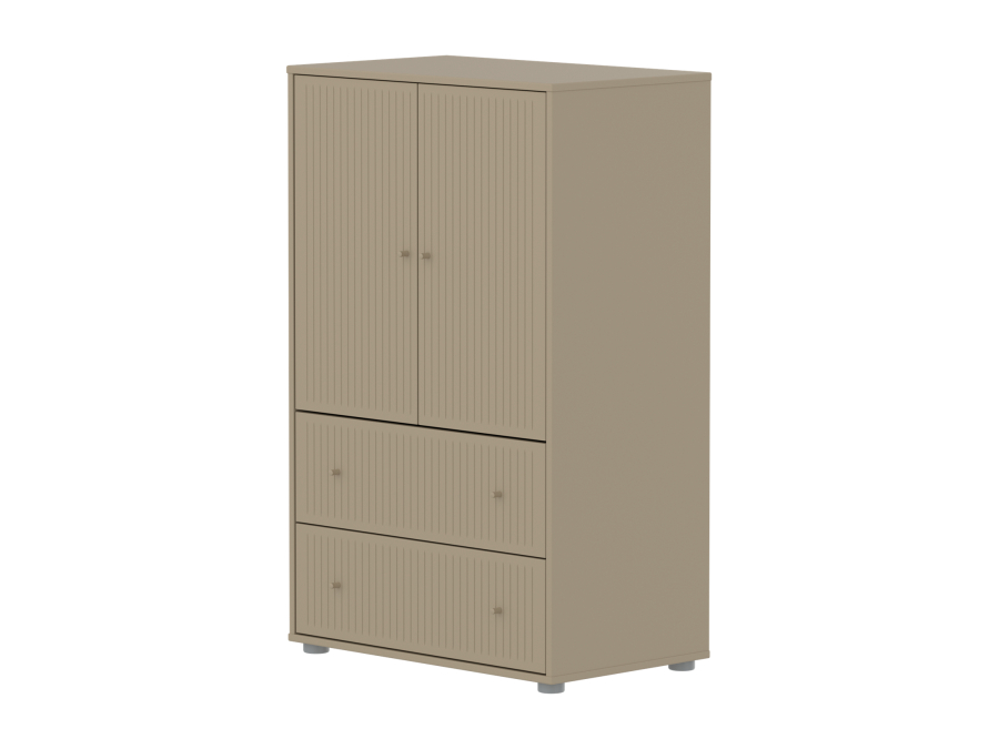 Flexa Saga kledingkast met lades en oat knoppen - Oat grooves