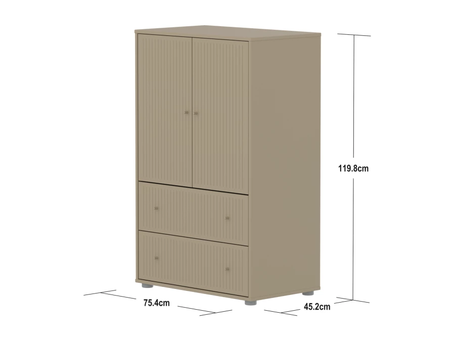Flexa Saga kledingkast met lades en oat knoppen - Oat grooves - Afbeelding 4