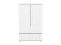 Flexa Saga kledingkast met lades en witte knoppen - Wit grooves - Afbeelding 2