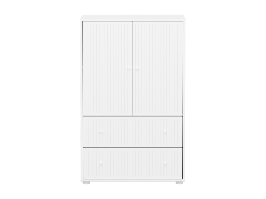 Flexa Saga kledingkast met lades en witte knoppen - Wit grooves - Afbeelding 2
