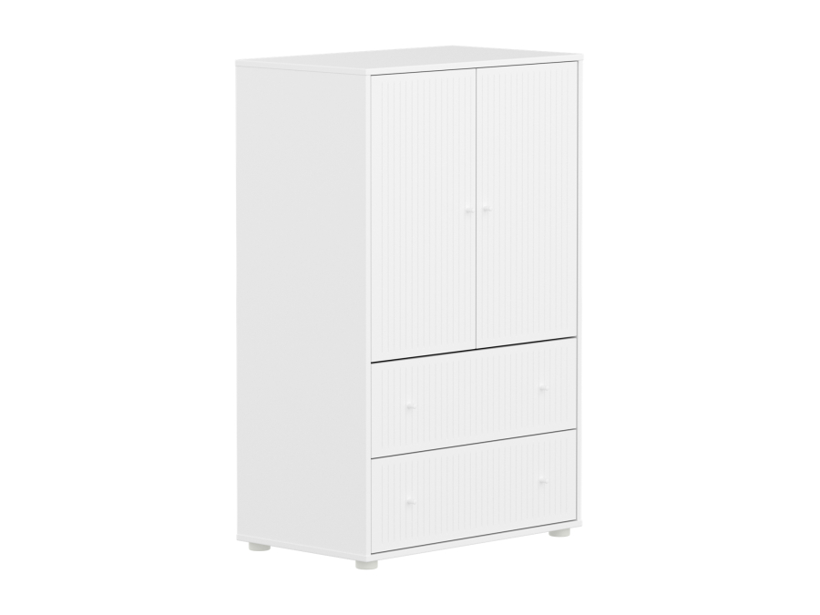 Flexa Saga kledingkast met lades en witte knoppen - Wit grooves - Afbeelding 3