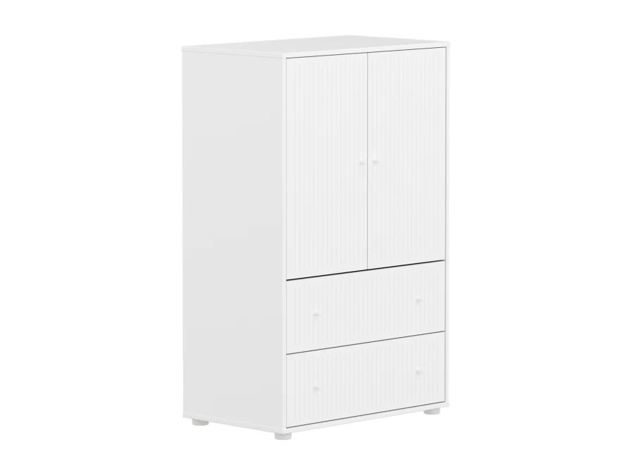 Flexa Saga kledingkast met lades en witte knoppen - Wit grooves - Afbeelding 3