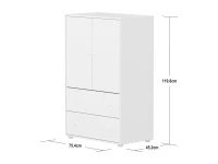 Flexa Saga kledingkast met lades en witte knoppen - Wit grooves - Afbeelding 4