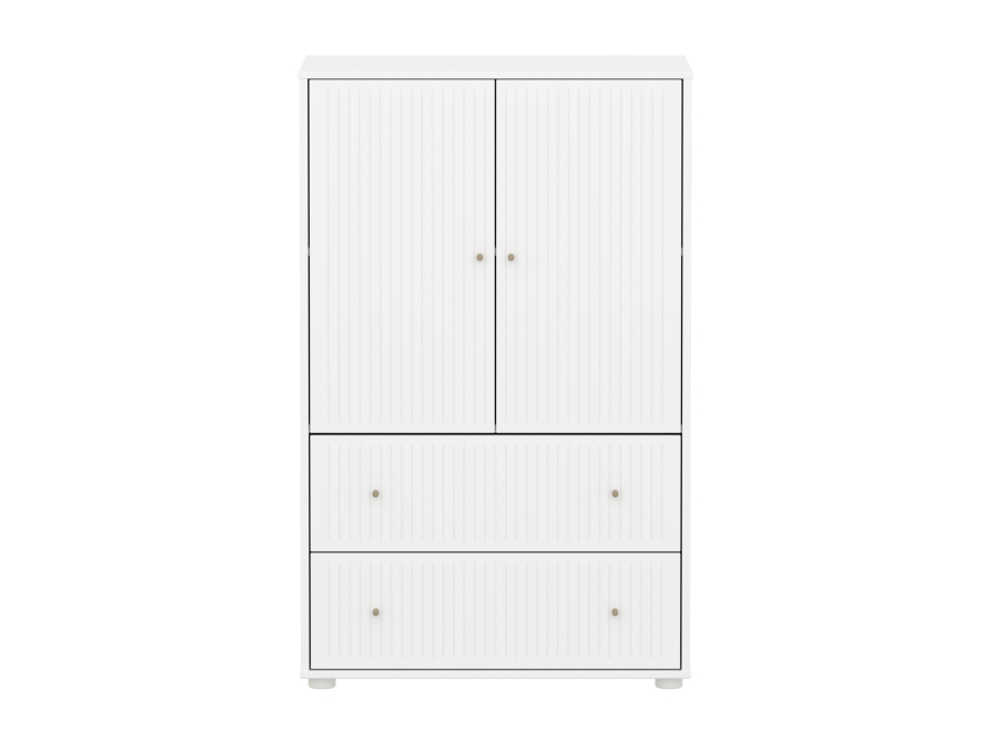 Flexa Saga kledingkast met lades en oat knoppen - Wit grooves - Afbeelding 2