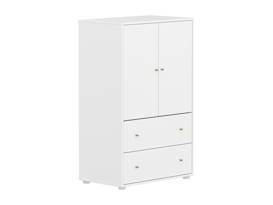 Flexa Saga kledingkast met lades en oat knoppen - Wit grooves - Afbeelding 3