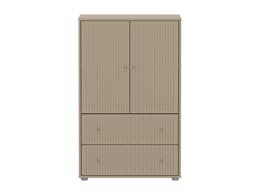 Flexa Saga kledingkast met lades en eiken knoppen - Oat grooves - Afbeelding 2
