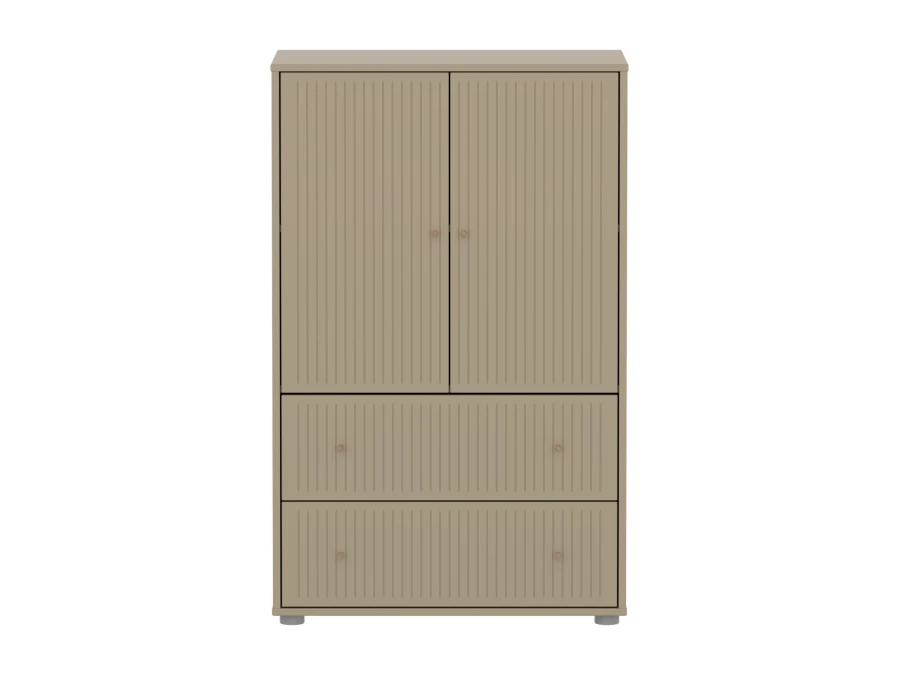 Flexa Saga kledingkast met lades en eiken knoppen - Oat grooves - Afbeelding 2