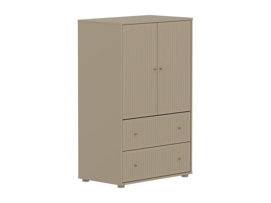Flexa Saga kledingkast met lades en eiken knoppen - Oat grooves - Afbeelding 3
