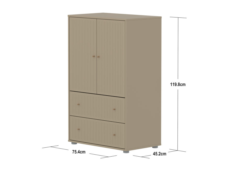 Flexa Saga kledingkast met lades en eiken knoppen - Oat grooves - Afbeelding 4
