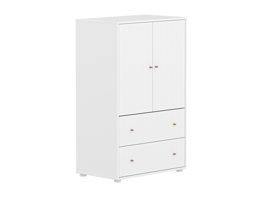 Flexa Saga kledingkast met lades en eiken knoppen - Wit grooves - Afbeelding 3