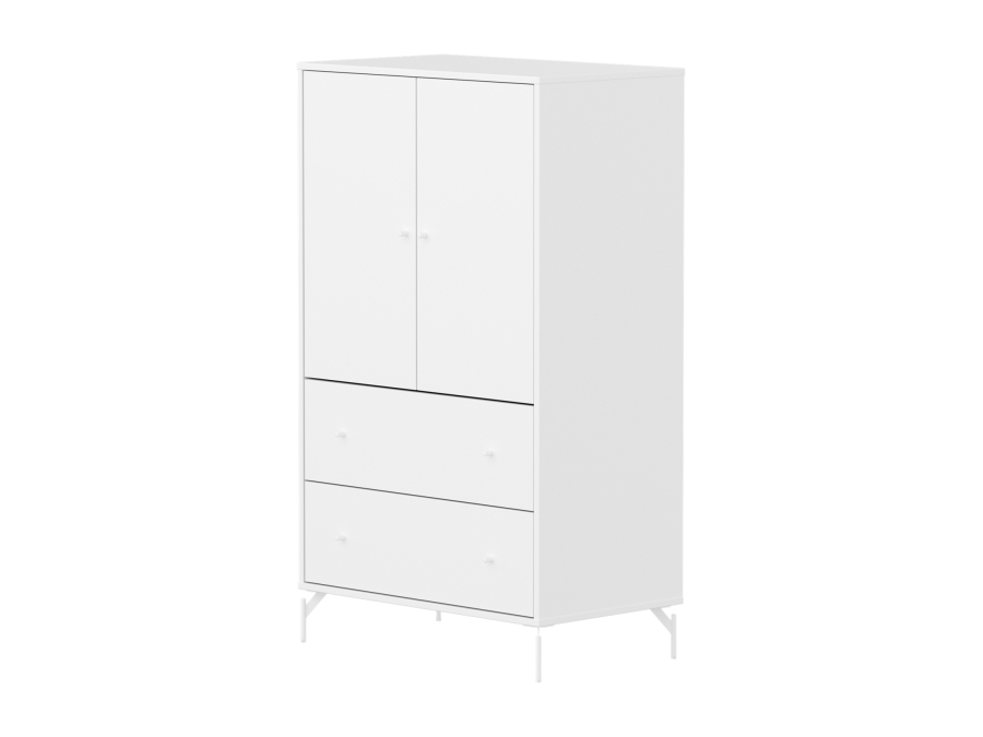 Flexa Saga kledingkast met lades en witte knoppen & poten - Wit