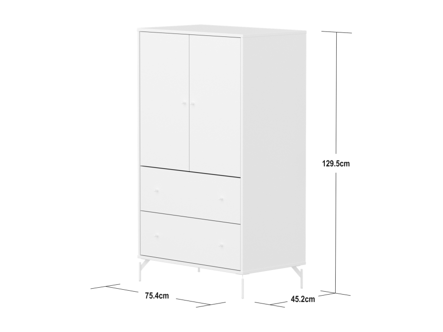Flexa Saga kledingkast met lades en witte knoppen & poten - Wit - Afbeelding 4