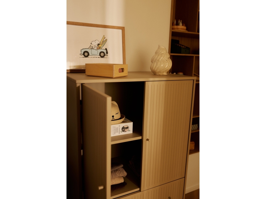 Flexa Saga kledingkast met lades en oat knoppen & poten - Oat grooves - Afbeelding 5