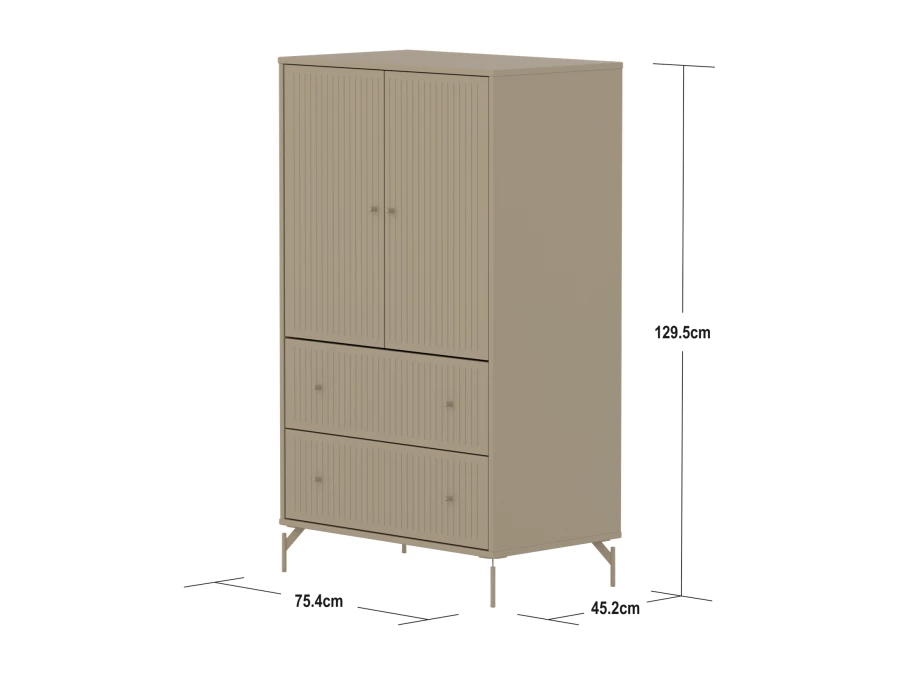 Flexa Saga kledingkast met lades en oat knoppen & poten - Oat grooves - Afbeelding 6