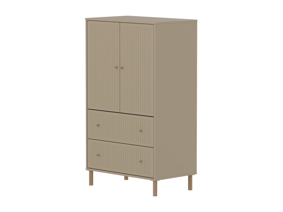 Flexa Saga kledingkast met lades en eiken knoppen & poten - Oat grooves