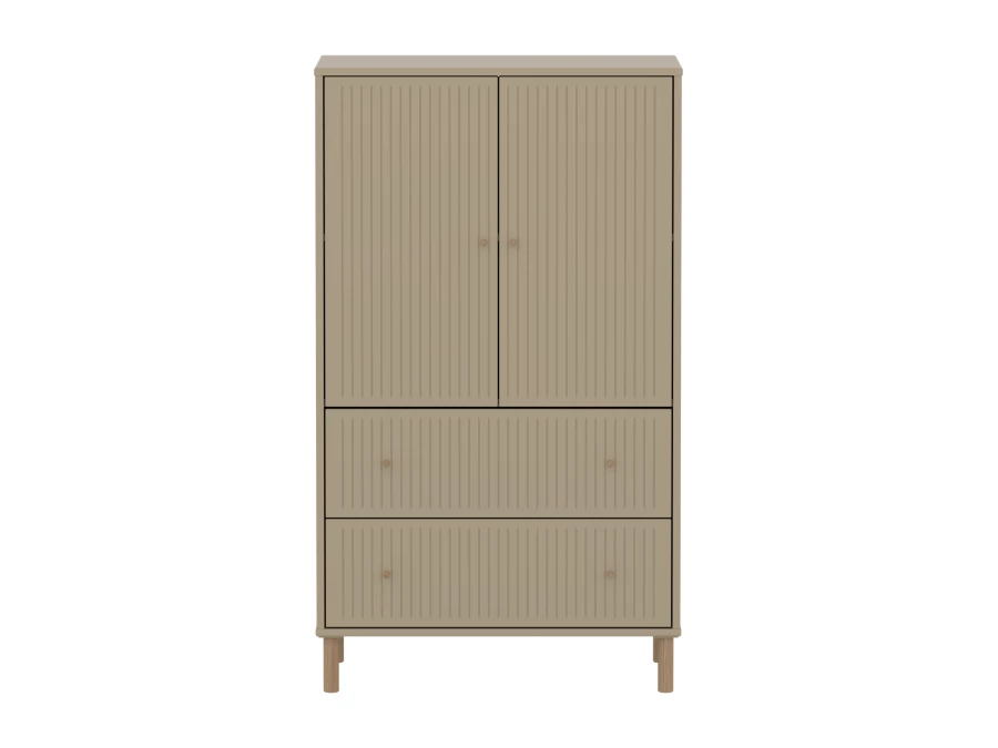 Flexa Saga kledingkast met lades en eiken knoppen & poten - Oat grooves - Afbeelding 2