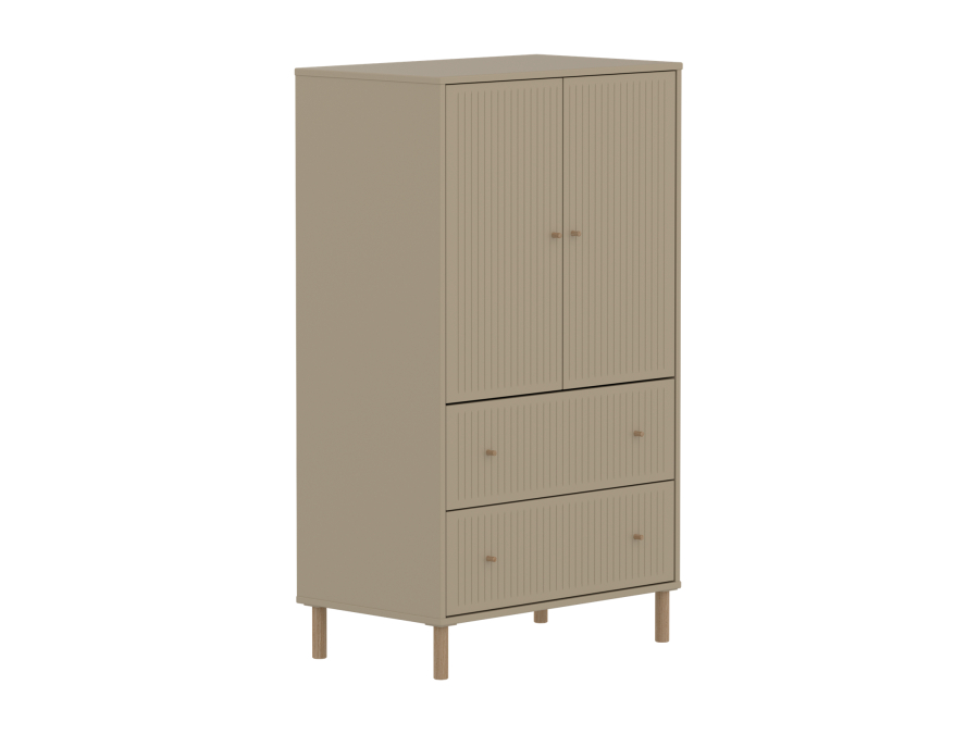 Flexa Saga kledingkast met lades en eiken knoppen & poten - Oat grooves - Afbeelding 3