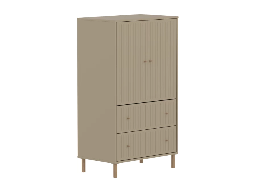 Flexa Saga kledingkast met lades en eiken knoppen & poten - Oat grooves - Afbeelding 3