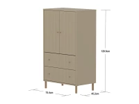 Flexa Saga kledingkast met lades en eiken knoppen & poten - Oat grooves - Afbeelding 4