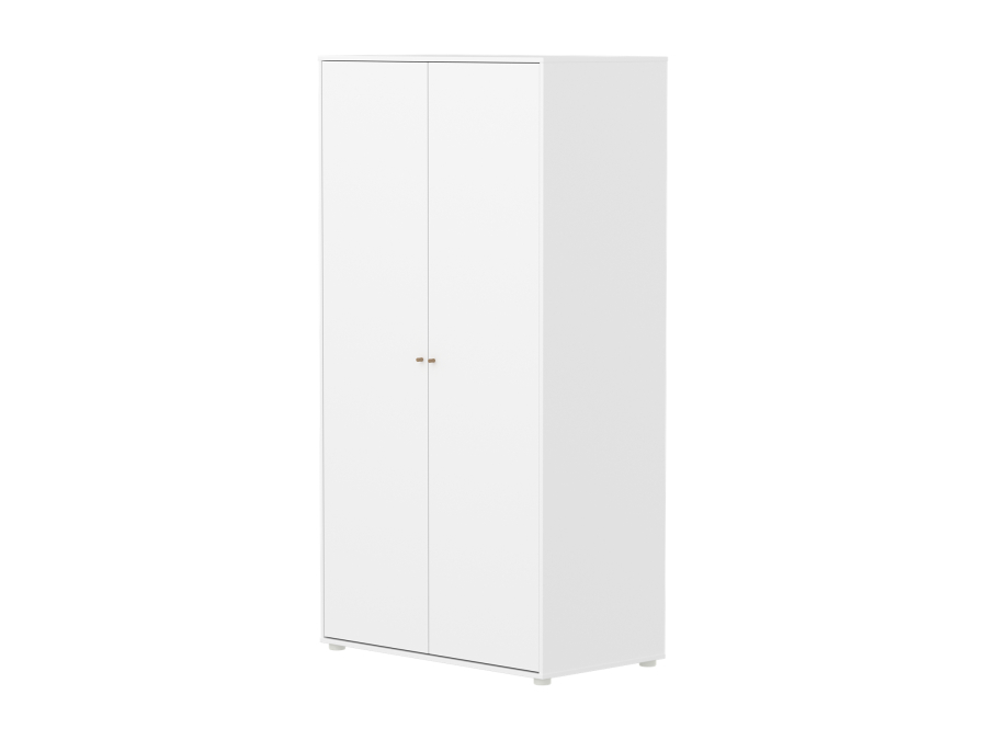 Flexa Saga 2-deurs kledingkast met eiken knoppen - Wit