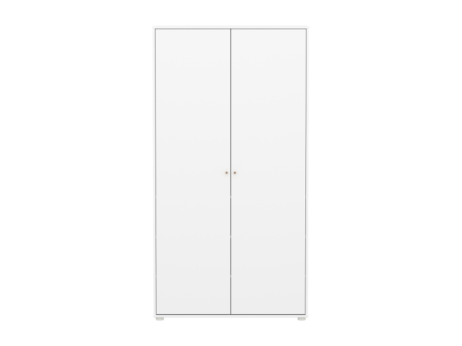 Flexa Saga 2-deurs kledingkast met eiken knoppen - Wit - Afbeelding 2
