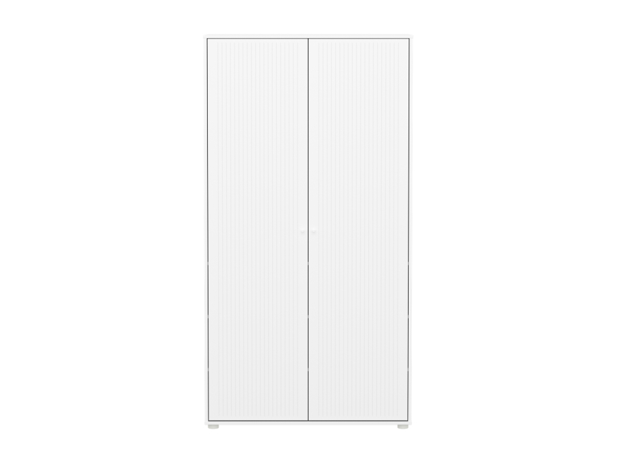 Flexa Saga 2-deurs kledingkast met witte knoppen - Wit grooves - Afbeelding 2