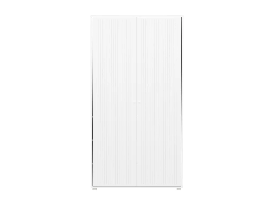 Flexa Saga 2-deurs kledingkast met witte knoppen - Wit grooves - Afbeelding 2