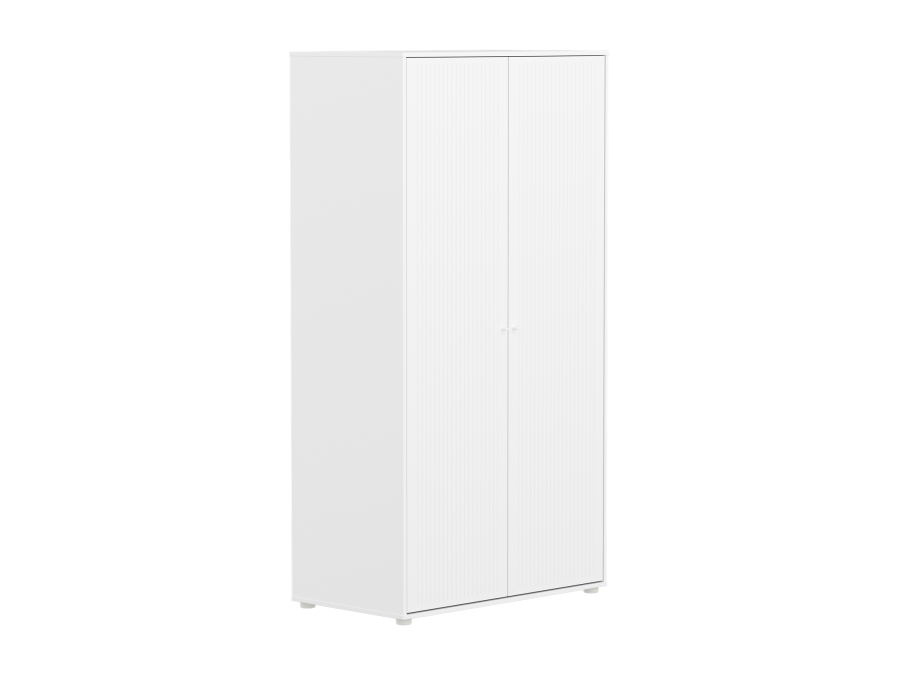 Flexa Saga 2-deurs kledingkast met witte knoppen - Wit grooves - Afbeelding 3