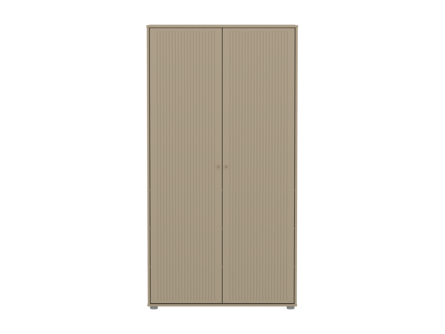 Flexa Saga 2-deurs kledingkast met eiken knoppen - Oat grooves - Afbeelding 2