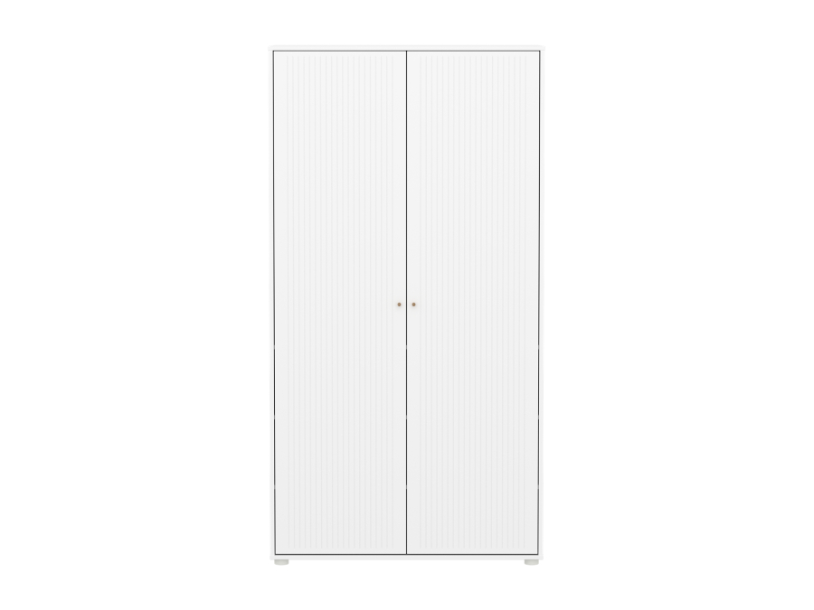 Flexa Saga 2-deurs kledingkast met eiken knoppen - Wit grooves - Afbeelding 2