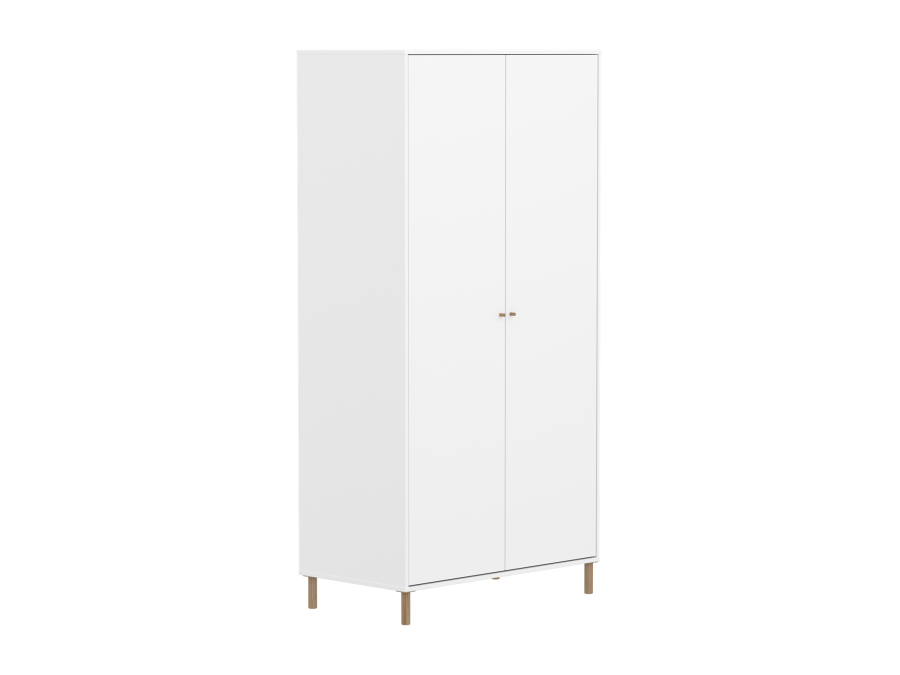 Flexa Saga 2-deurs kledingkast met eiken knoppen en poten - Wit - Afbeelding 3