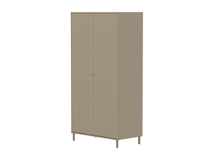 Flexa Saga 2-deurs kledingkast met eiken knoppen en poten - Oat grooves