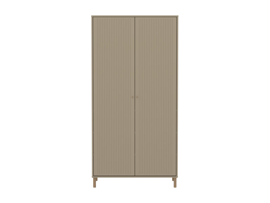 Flexa Saga 2-deurs kledingkast met eiken knoppen en poten - Oat grooves - Afbeelding 2