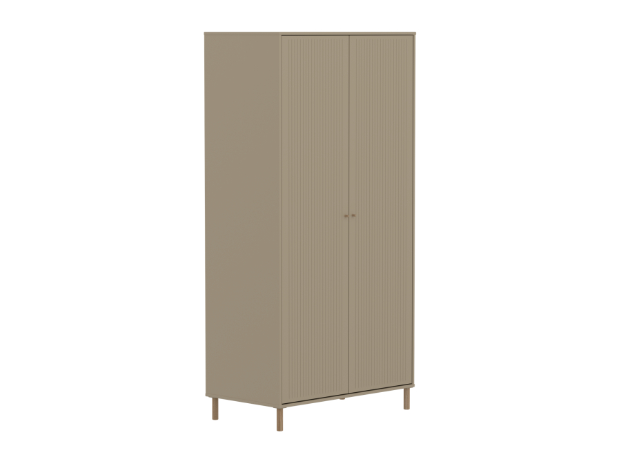 Flexa Saga 2-deurs kledingkast met eiken knoppen en poten - Oat grooves - Afbeelding 3