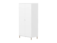 Flexa Saga 2-deurs kledingkast met eiken knoppen en poten - Wit grooves