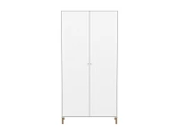 Flexa Saga 2-deurs kledingkast met eiken knoppen en poten - Wit grooves - Afbeelding 2