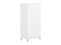 Flexa Saga 2-deurs kledingkast met eiken knoppen en poten - Wit grooves - Afbeelding 3