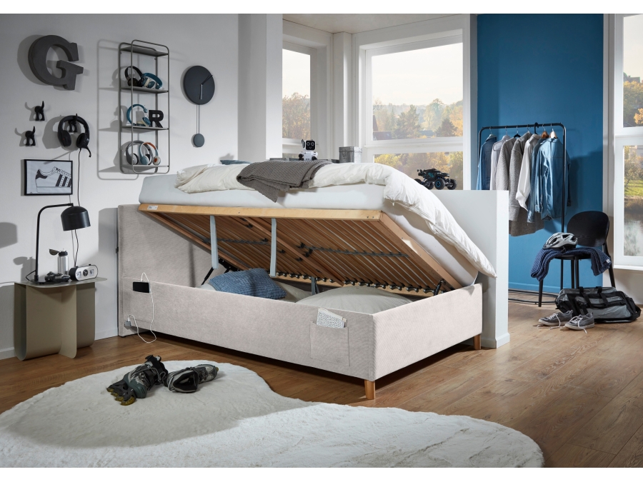 Meise Möbel Kofferbed Cool - 140x200 - Beige ribstof - Afbeelding 8