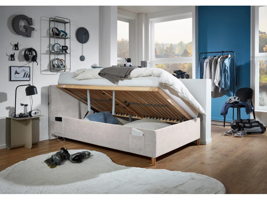 Meise Möbel Kofferbed Cool - 140x200 - Beige ribstof - Afbeelding 8