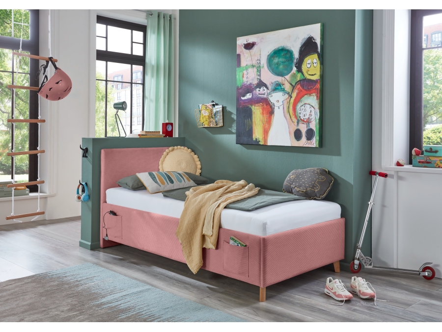 Meise Möbel eenpersoonsbed Cool - 90x200 - Roze ribstof - Afbeelding 6