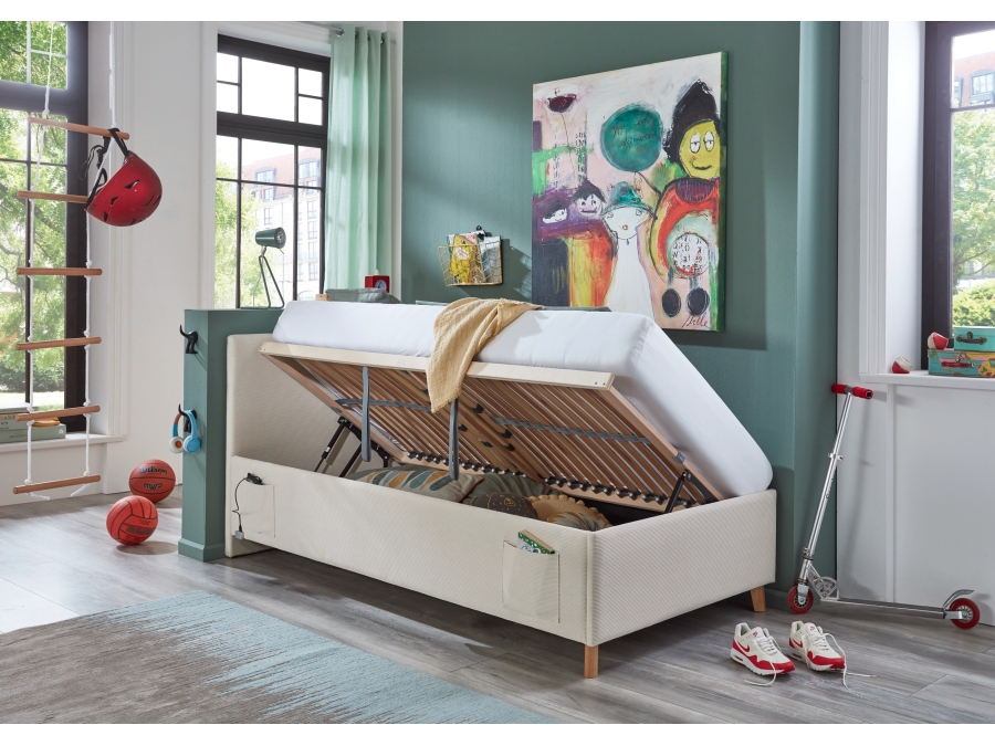 Meise Möbel Kofferbed Cool - 90x200 - Beige ribstof - Afbeelding 9