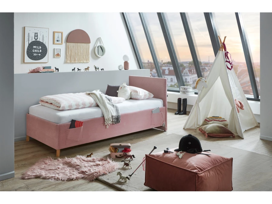 Meise Möbel eenpersoonsbed Cool - 90x200 - Roze ribstof - Afbeelding 5