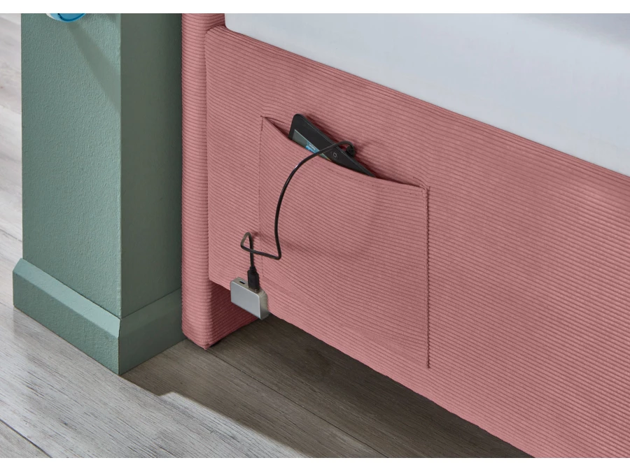Meise Möbel eenpersoonsbed Cool - 90x200 - Roze ribstof - Afbeelding 4